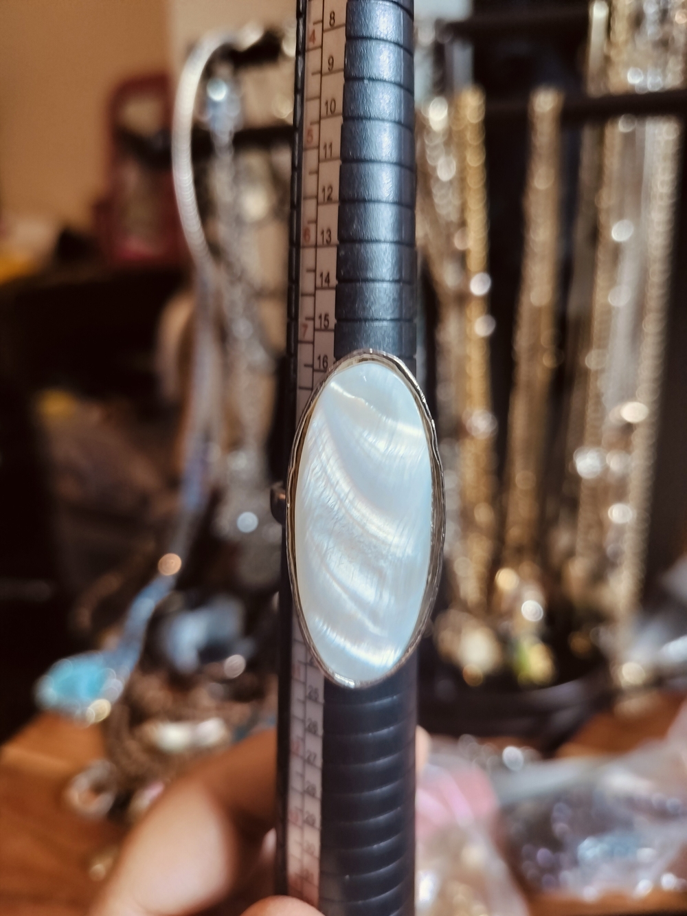 Smartwatch Band with Pearl-Style Oval Accent - White